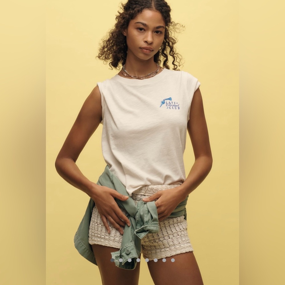 NWT Anthropologie Maeve Graphic Boxy Tee, Size S